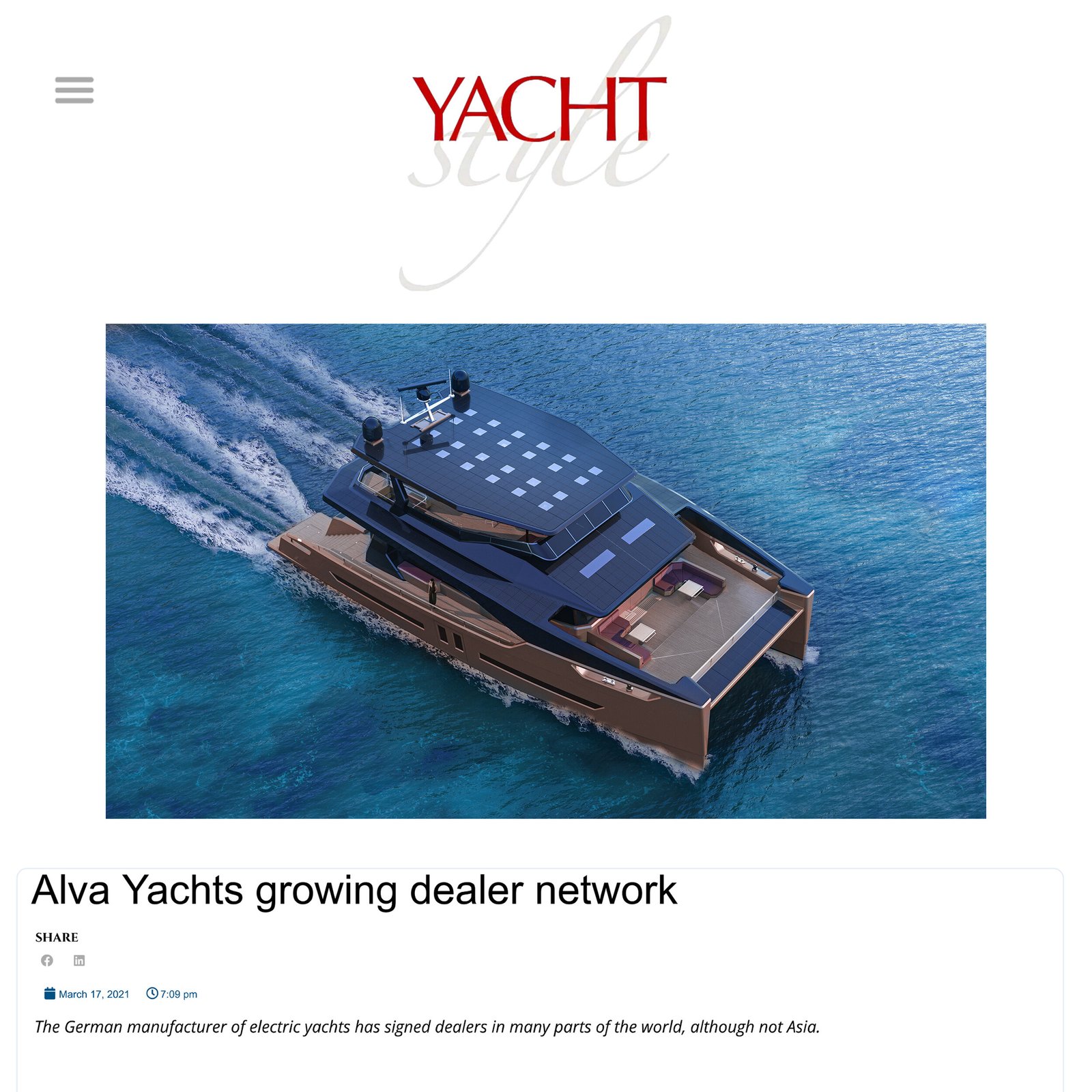 Yacht Style Media: Alva Yachts growing dealer network